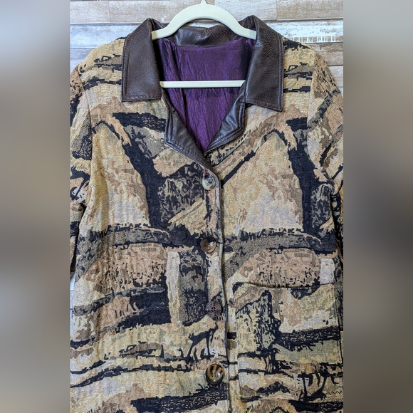 Boho Handcrafted Tapestry Jacket W 3/4 Sleeves - Picture 4 of 15